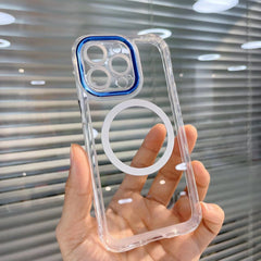 Husa MagSafe Silicone pentru iPhone 12 Pro Max, Kaveny, Transparenta, Magnetica, Extra Protectie Camera Albastru