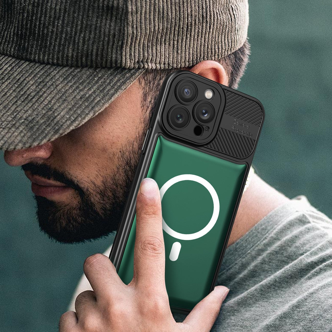 Husa pentru Apple iPhone 13 Pro MagSafe, Urban Armor, Kaveny, Verde inchis, suport magnetic