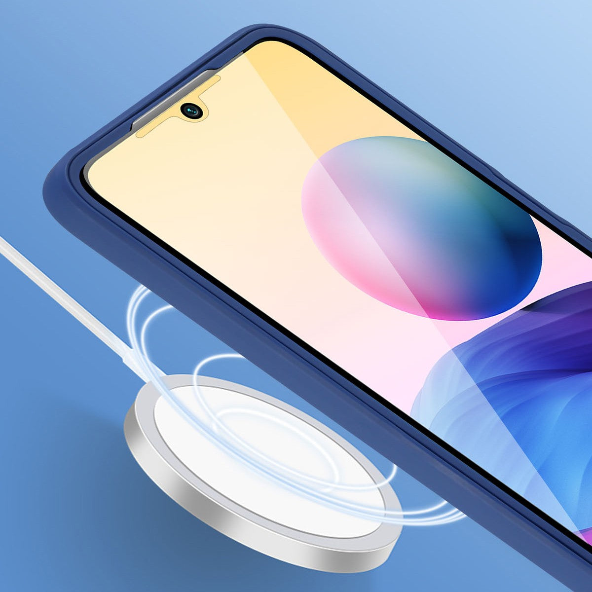 Husa Max Defence pentru iPhone 12 Pro, Bumper Albastru, Fata Dubla Transparenta, Protectie Antisoc Full 360 ( fata, spate, margini ), Kaveny