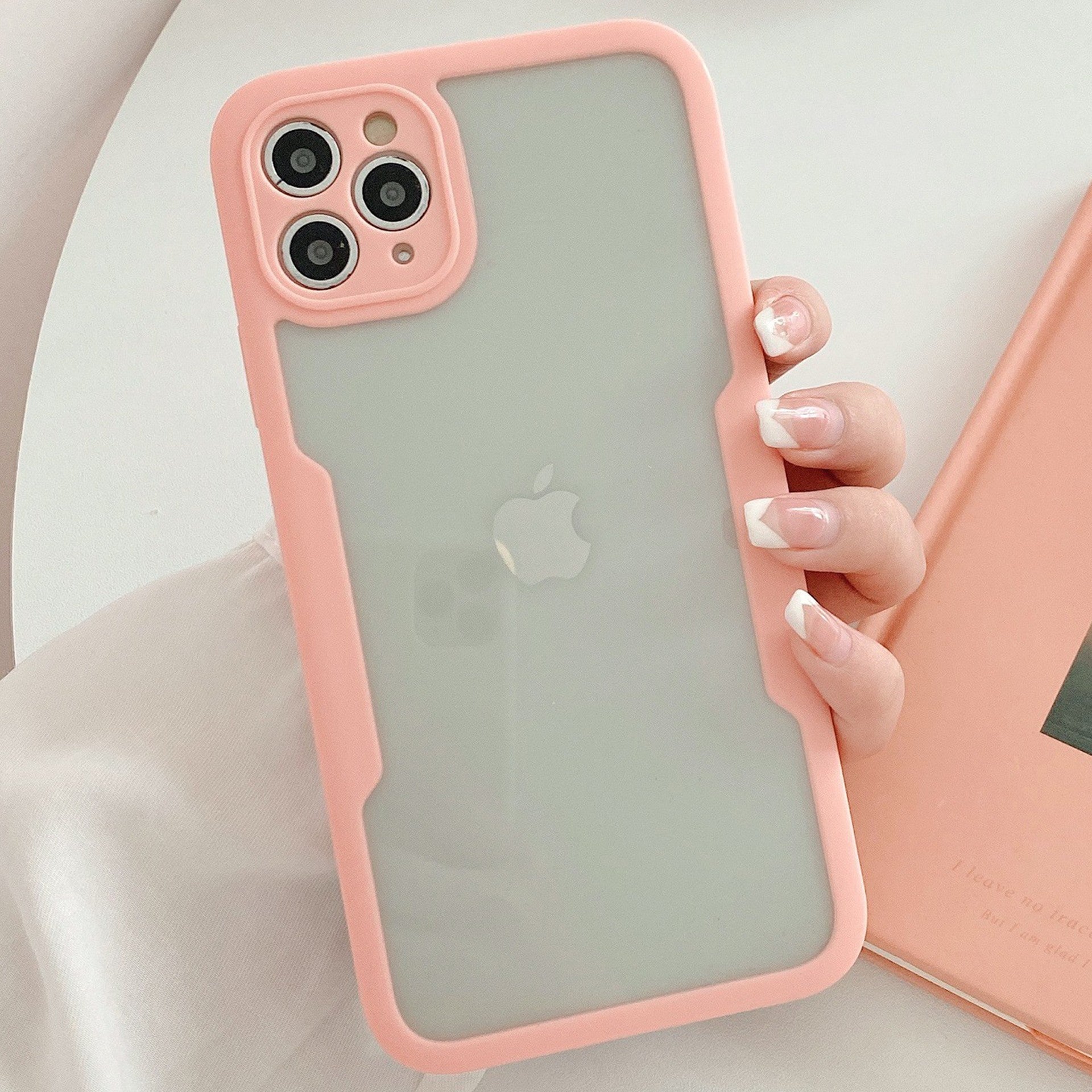 Husa Max Defence pentru iPhone 12 Pro Max, Bumper Roz, Fata Dubla Transparenta, Protectie Antisoc Full 360 ( fata, spate, margini ), Kaveny