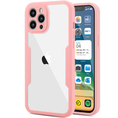 Husa Max Defence pentru iPhone 13, Bumper Roz, Fata Dubla Transparenta, Protectie Antisoc Full 360 ( fata, spate, margini ), Kaveny