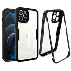 Husa Max Defence pentru Samsung Galaxy A02s/ A03s, Bumper Negru, Fata Dubla Transparenta, Protectie Antisoc Full 360 ( fata, spate, margini ), Kaveny