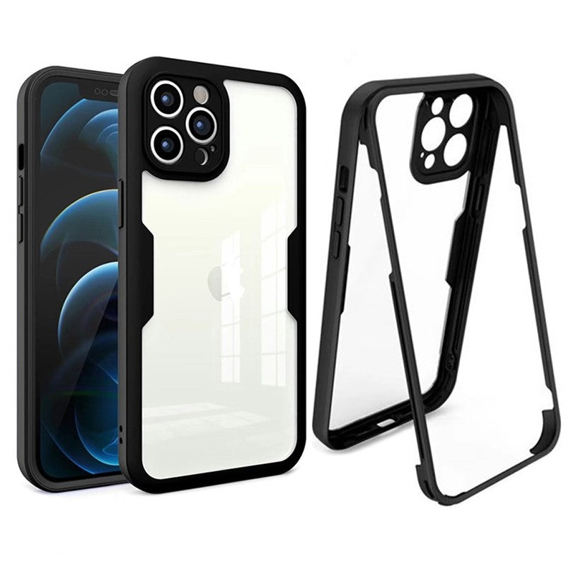 Husa Max Defence pentru Samsung Galaxy A03, Bumper Negru, Fata Dubla Transparenta, Protectie Antisoc Full 360 ( fata, spate, margini ), Kaveny