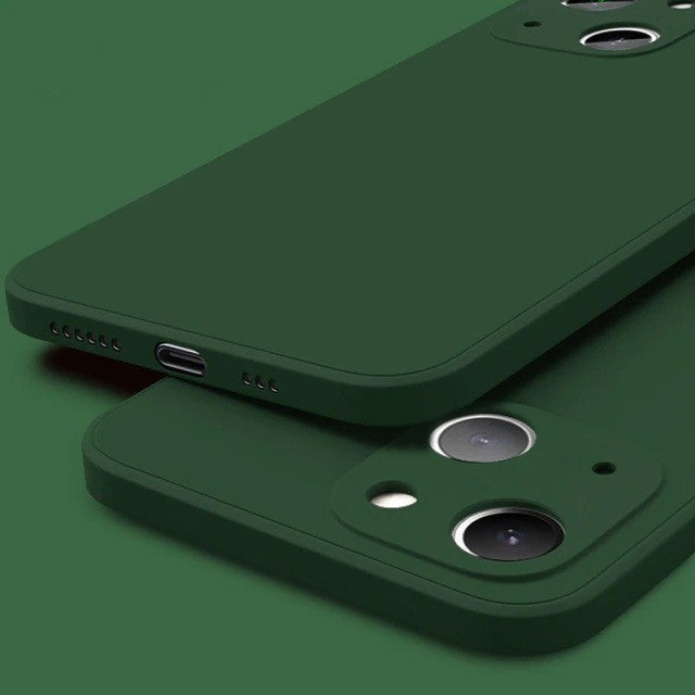 Husa pentru Apple iPhone 14 Kaveny, Liquid Silicone, cu Microfibra pe interior, Protectie Antisoc, Dark Green, Verde inchis