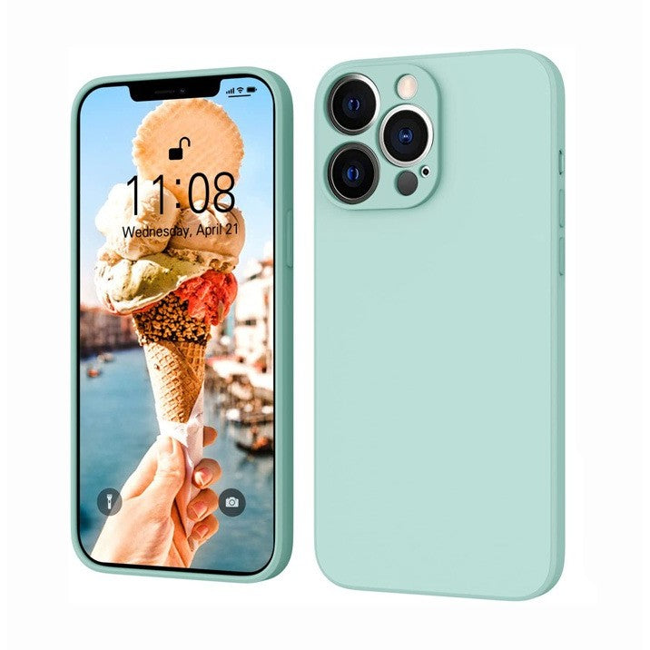 Husa pentru Apple iPhone 14 Kaveny, Liquid Silicone, cu Microfibra pe interior, Protectie Antisoc, Light Cyan