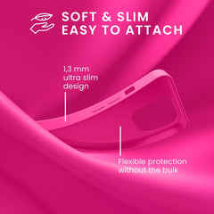 Husa pentru Apple iPhone 14 Kaveny, Liquid Silicone, cu Microfibra pe interior, Protectie Antisoc, Roz-Fuchsia