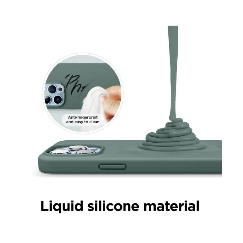 Husa pentru Apple iPhone 14 Plus Kaveny, Liquid Silicone, cu Microfibra pe interior, Protectie Antisoc, Dark Green, Verde inchis