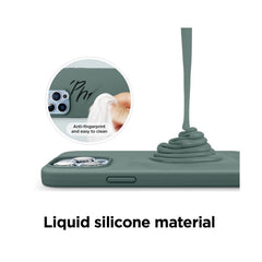 Husa pentru Apple iPhone 14 Plus Kaveny, Liquid Silicone, cu Microfibra pe interior, Protectie Antisoc, Dark Green, Verde inchis