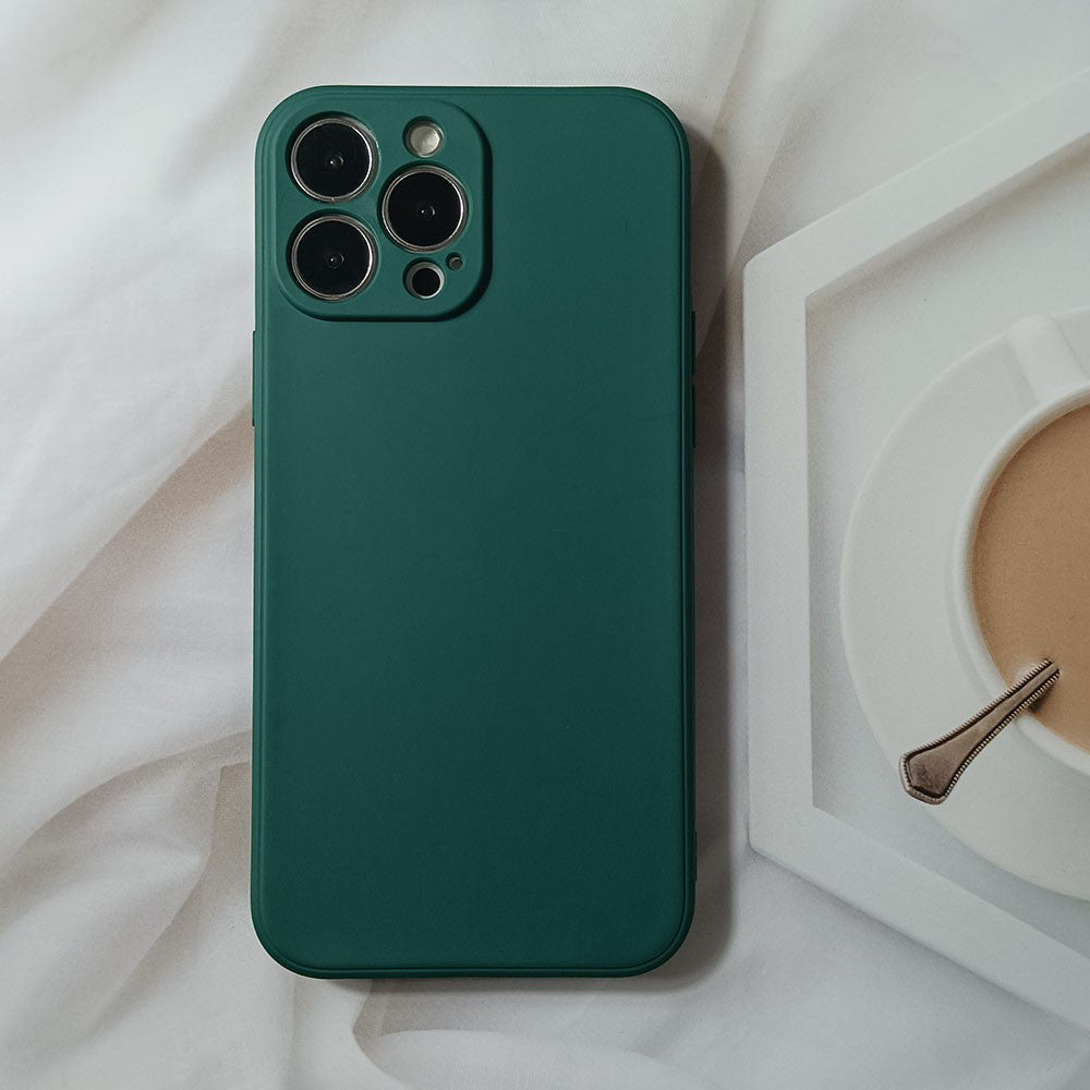 Husa pentru Apple iPhone 14 Plus Kaveny, Liquid Silicone, cu Microfibra pe interior, Protectie Antisoc, Dark Green, Verde inchis