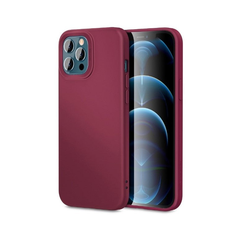 Husa pentru Apple iPhone 14 Pro Max Kaveny, Liquid Silicone, cu Microfibra pe interior, Protectie Antisoc, Wine red, Claret