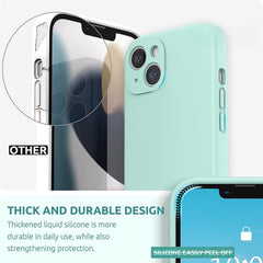 Husa pentru Apple iPhone 14 Pro Max Kaveny, Liquid Silicone, cu Microfibra pe interior, Protectie Antisoc, Light Cyan