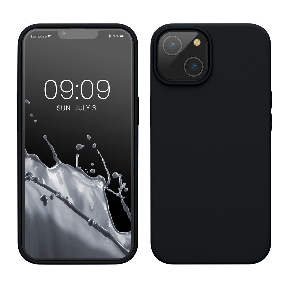 Husa pentru Apple iPhone 14 Pro Max Kaveny, Liquid Silicone, cu Microfibra pe interior, Protectie Antisoc, Negru