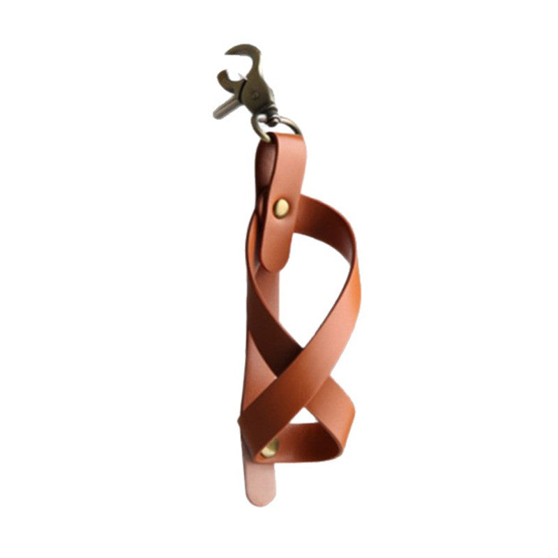Husa pentru Kendama, Kaveny, Husa de Depozitare pentru Kendama, din Piele Ecologica, Catarama cu Agatare pentru Transportare, Model Breloc 8, 12 x 6 cm, Maro deschis