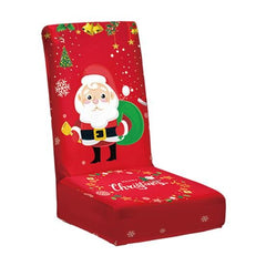 Husa pentru scaun, Kadeny, Tematica Craciun, Model 4 Mos Craciun cu Sacul, Rosu