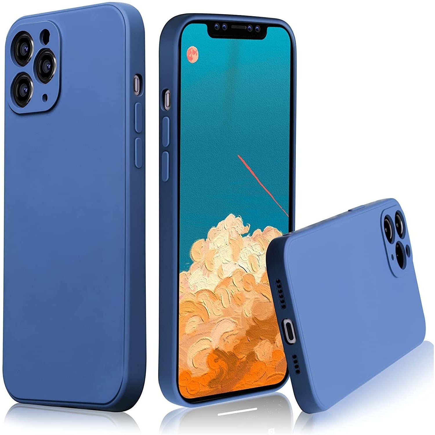 Husa protectie compatibila cu Apple iPhone 11 Pro Liquid Silicone Case Albastru inchis