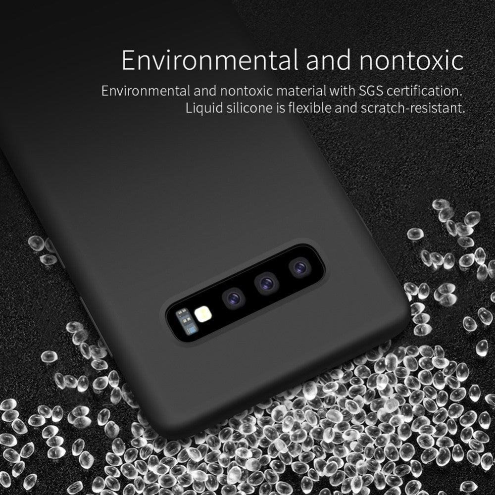 Husa protectie compatibila cu Samsung S10 Plus Liquid Silicone Case Albastru inchis