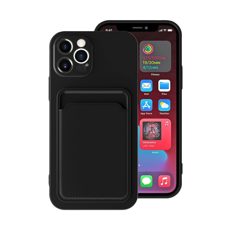 Husa protectie cu suport card compatibila cu Samsung A72 Negru