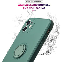 Husa protectie Kaveny compatibila cu Apple iPhone 12 Mini Liquid Silicone Ring cu suport rotativ Verde