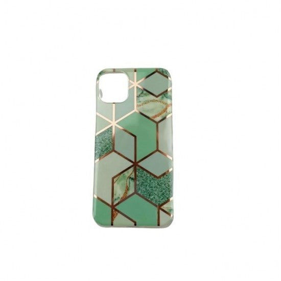 Husa protectie Kaveny compatibila cu Apple iPhone 12 Mini Soft IMD TPU Marble Geometric Verde