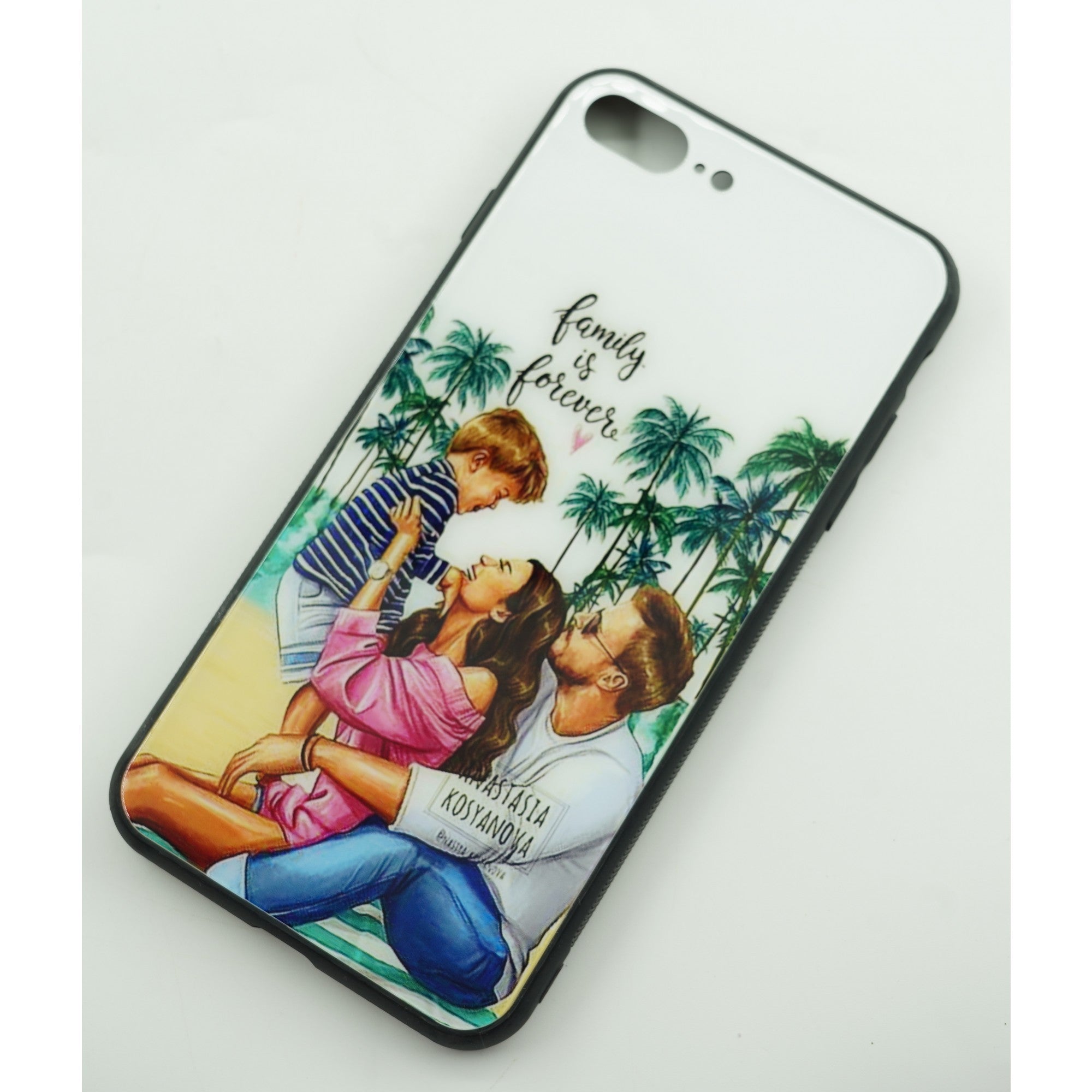 Husa protectie,Kaveny, compatibila cu Apple iPhone 12 Pro Glass print Family is Forever Multicolor