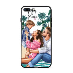 Husa protectie,Kaveny, compatibila cu Apple iPhone 12 Pro Glass print Family is Forever Multicolor