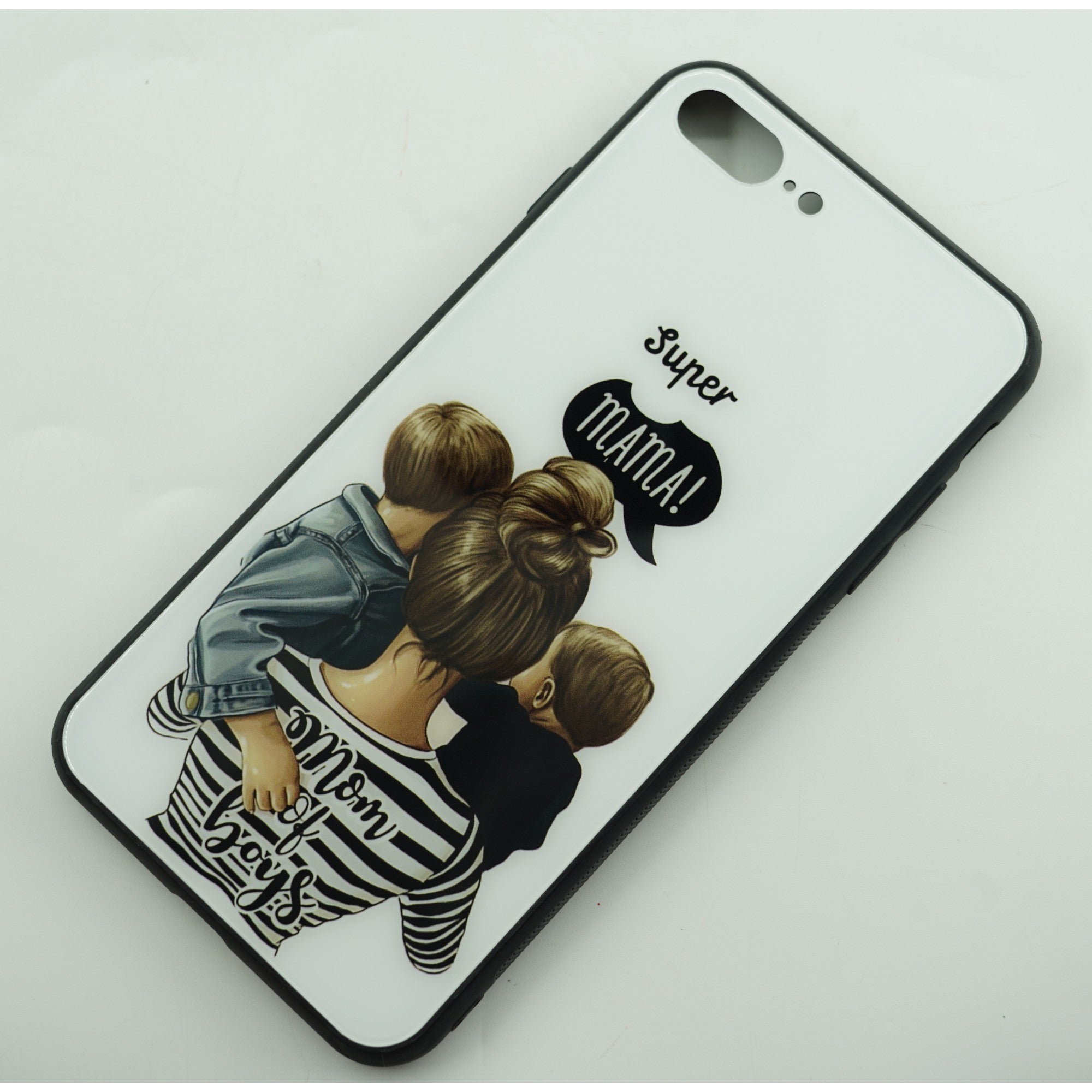 Husa protectie,Kaveny, compatibila cu Apple iPhone 12 Pro Glass print Super Mom Multicolor