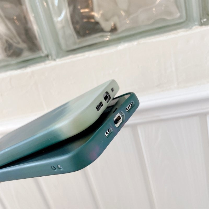 Husa protectie Kaveny compatibila cu Apple iPhone 12 Tpu Ombre, Verde/Alb