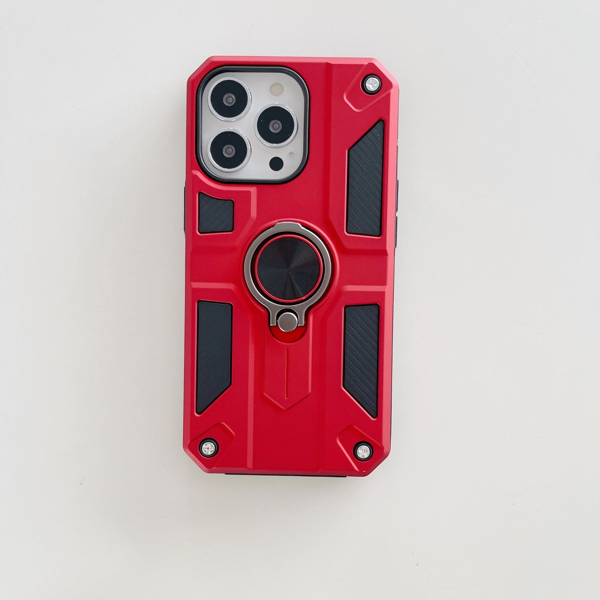 Husa protectie Kaveny compatibila cu Apple iPhone 13 Mini Defender Model 5 cu suport prindere inel,Rosu