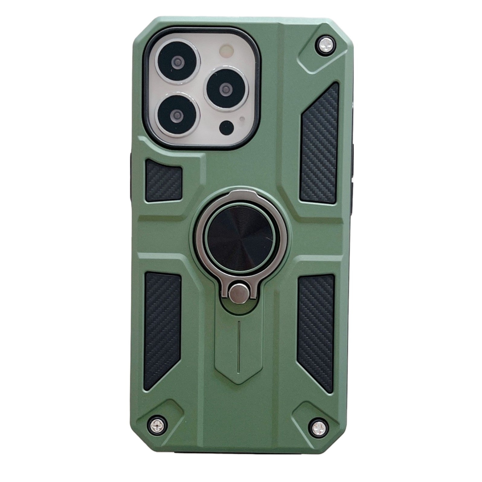 Husa protectie Kaveny compatibila cu Apple iPhone 13 Mini Defender Model 5 cu suport prindere inel,Verde