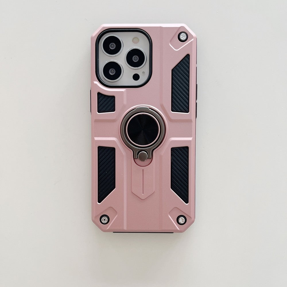 Husa protectie Kaveny compatibila cu Apple iPhone 13 Pro Defender Model 5 cu suport prindere inel,Roz Auriu
