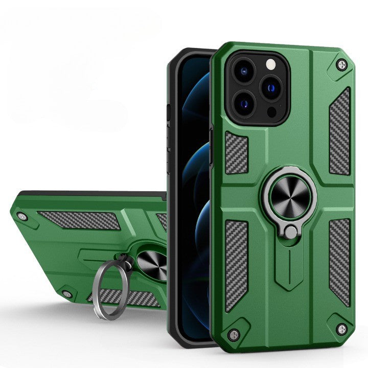 Husa protectie Kaveny compatibila cu Apple iPhone 13 Pro Defender Model 5 cu suport prindere inel,Verde