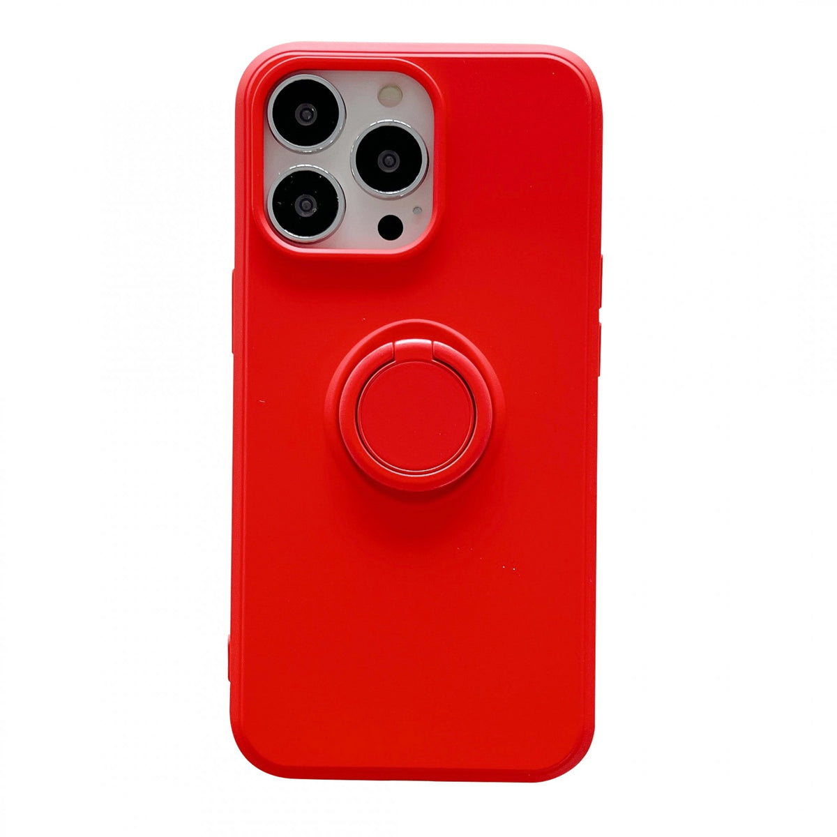 Husa protectie Kaveny compatibila cu Apple iPhone 13 Pro Liquid Silicone Ring cu suport rotativ Rosu
