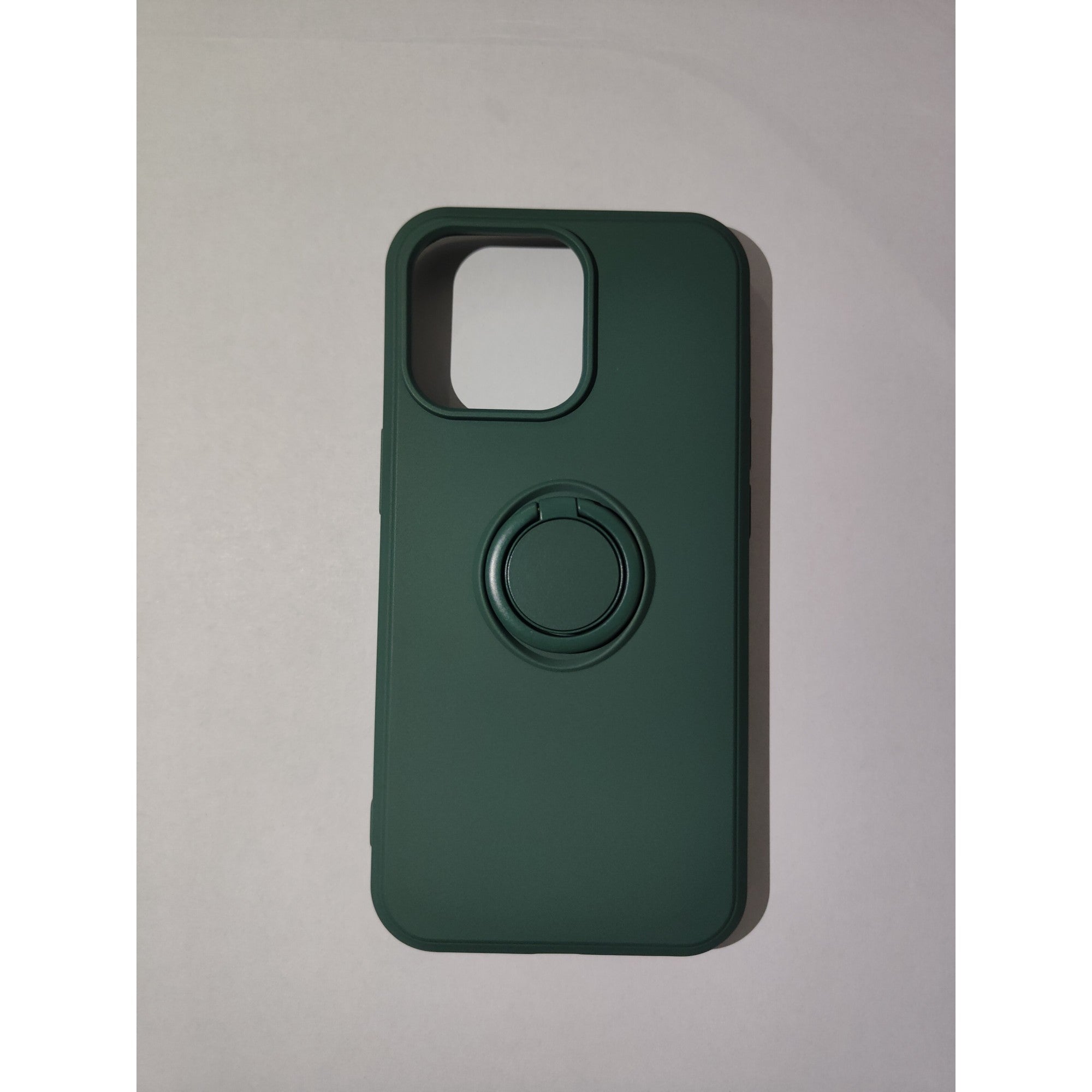 Husa protectie Kaveny compatibila cu Apple iPhone 13 Pro Liquid Silicone Ring cu suport rotativ Verde