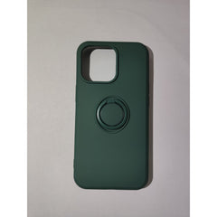 Husa protectie Kaveny compatibila cu Apple iPhone 13 Pro Liquid Silicone Ring cu suport rotativ Verde