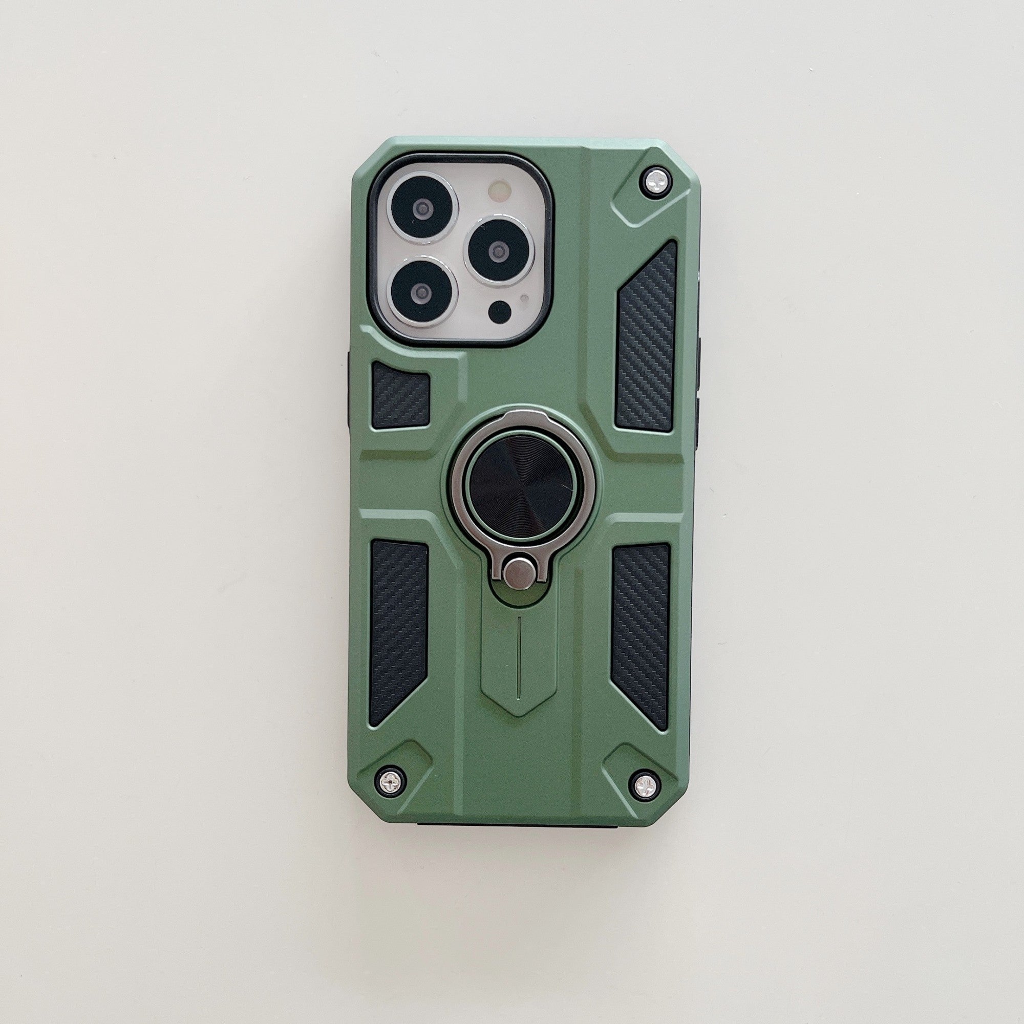 Husa protectie Kaveny compatibila cu Apple iPhone 13 Pro Max Defender Model 5 cu suport prindere inel,Verde