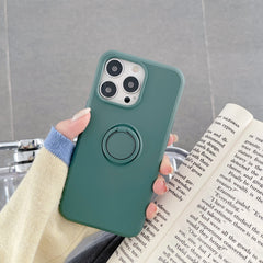 Husa protectie Kaveny compatibila cu Apple iPhone 13 Pro Max Liquid Silicone Ring cu suport rotativ Verde