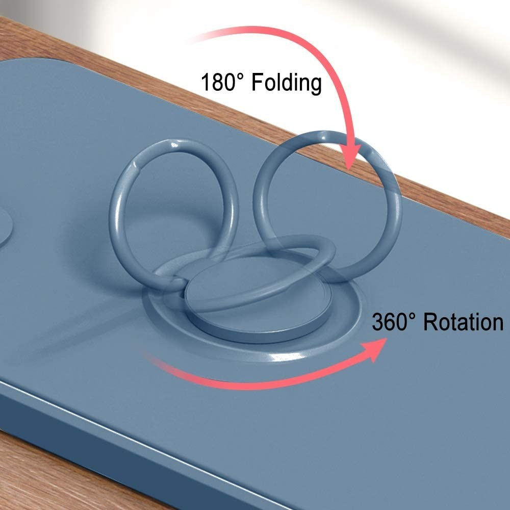 Husa protectie Kaveny compatibila cu Apple iPhone 7/8/SE 2020 Liquid Silicone Ring cu suport rotativ Albastru deschis