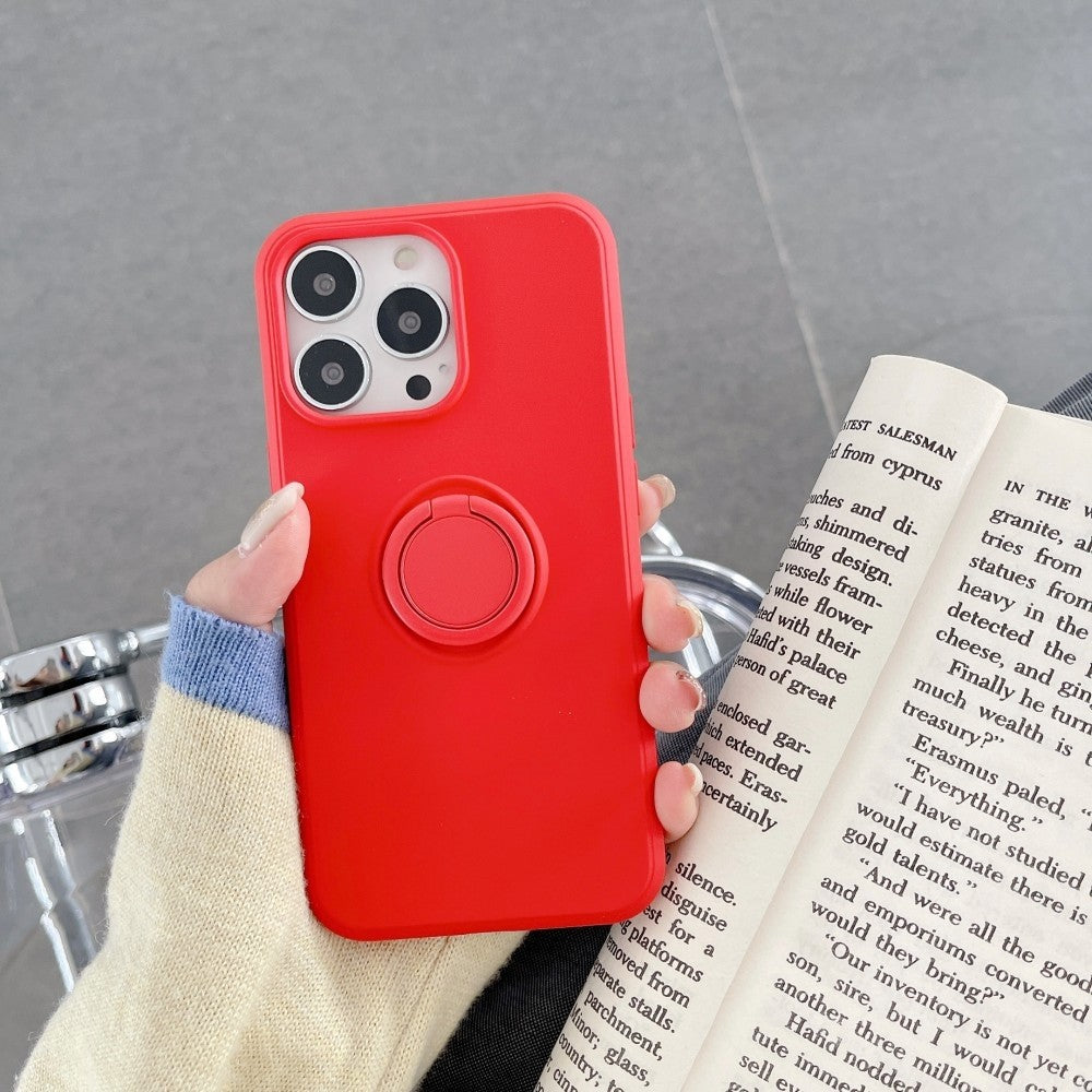 Husa protectie Kaveny compatibila cu Apple iPhone XR Liquid Silicone Ring cu suport rotativ Rosu