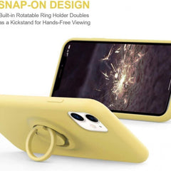 Husa protectie Kaveny compatibila cu Huawei P Smart 2021 Liquid Silicone Ring cu suport rotativ Galben