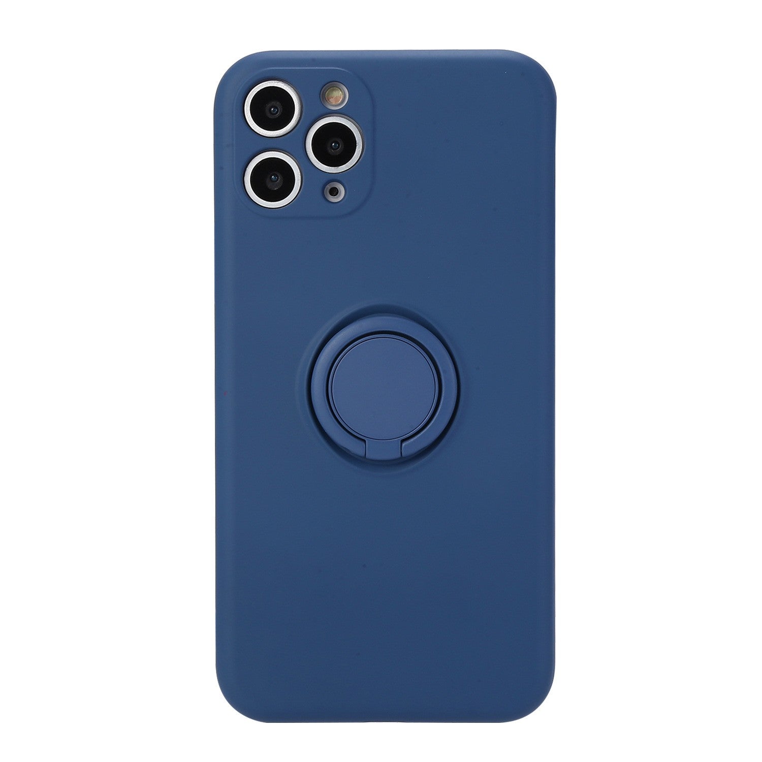 Husa protectie Kaveny compatibila cu Huawei P40 Lite E Liquid Silicone Ring cu suport rotativ Albastru