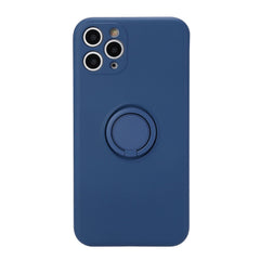 Husa protectie Kaveny compatibila cu Huawei P40 Lite E Liquid Silicone Ring cu suport rotativ Albastru