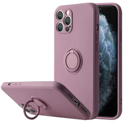 Husa protectie Kaveny compatibila cu Huawei P40 Lite E Liquid Silicone Ring cu suport rotativ Mov
