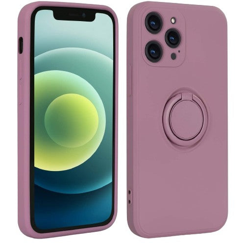 Husa protectie Kaveny compatibila cu Huawei P40 Lite E Liquid Silicone Ring cu suport rotativ Mov