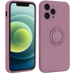 Husa protectie Kaveny compatibila cu Huawei P40 Lite E Liquid Silicone Ring cu suport rotativ Mov
