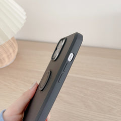 Husa protectie Kaveny compatibila cu Huawei P40 Lite E Liquid Silicone Ring cu suport rotativ Negru