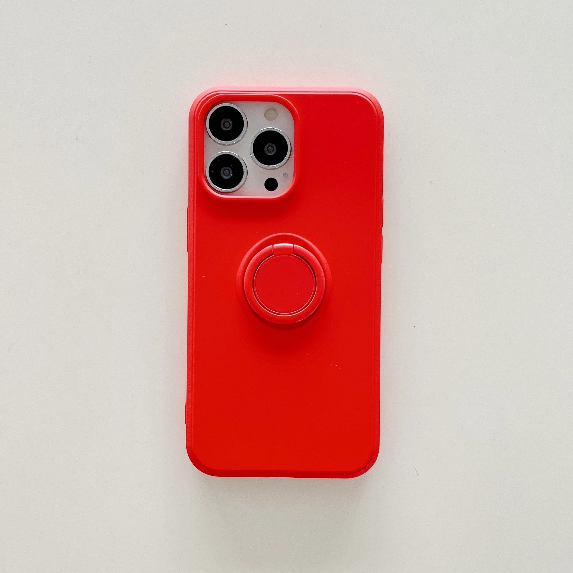 Husa protectie Kaveny compatibila cu Huawei P40 Lite E Liquid Silicone Ring cu suport rotativ Rosu