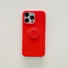 Husa protectie Kaveny compatibila cu Huawei P40 Lite E Liquid Silicone Ring cu suport rotativ Rosu