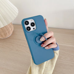 Husa protectie Kaveny compatibila cu Samsung A20E Liquid Silicone Ring cu suport rotativ Albastru