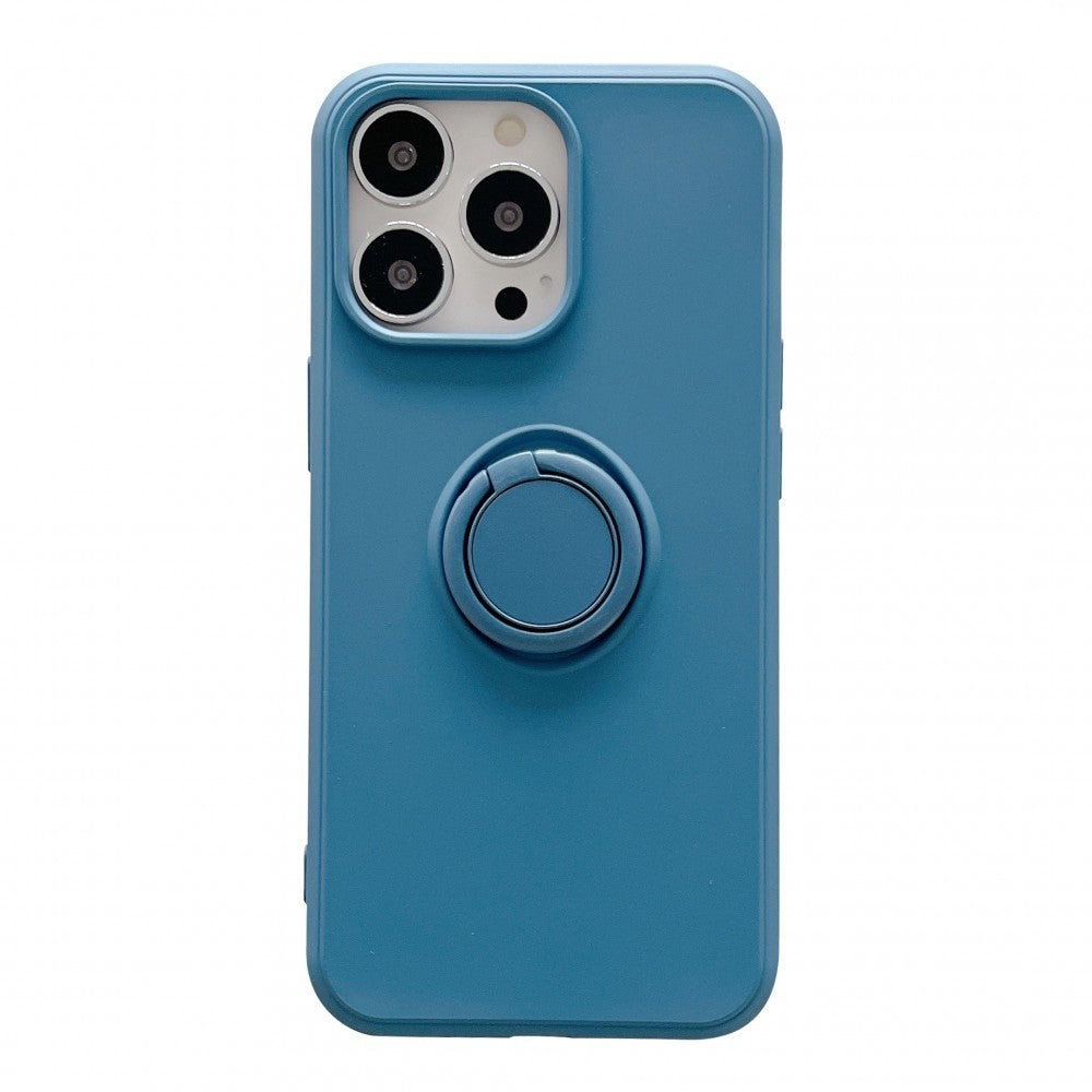 Husa protectie Kaveny compatibila cu Samsung A20E Liquid Silicone Ring cu suport rotativ Albastru