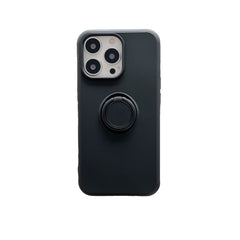 Husa protectie Kaveny compatibila cu Samsung Galaxy A12 Liquid Silicone Ring cu suport rotativ Negru